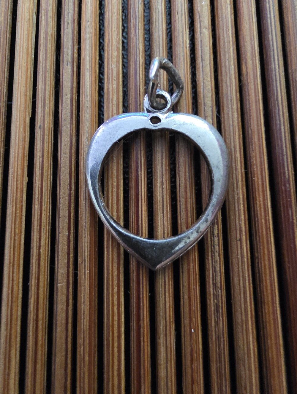 Sterling Silver Open Heart Charm, Pendant (Vintage)
